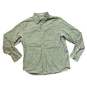 J. Crew Button Down Green and White Gingham Shirt Men’s Size XL Tailored Fit